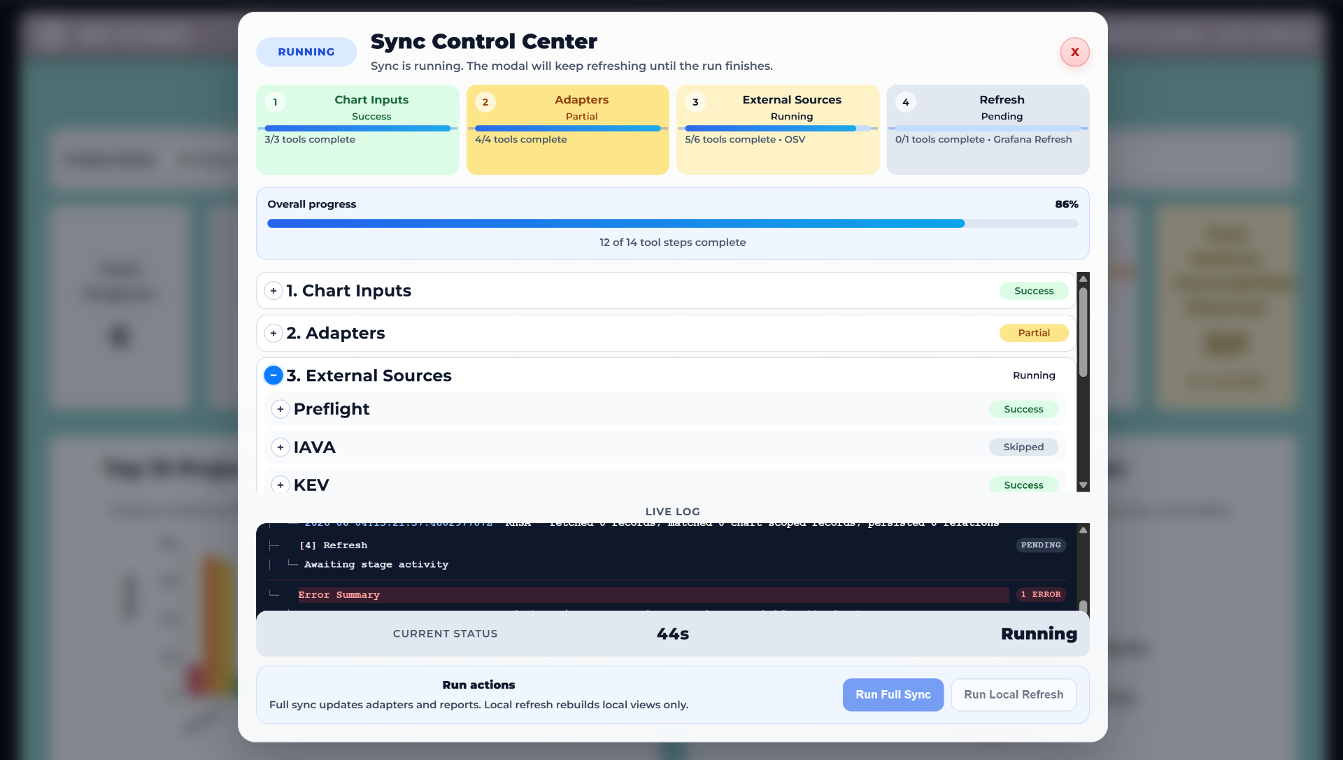See sync status in Control Center
